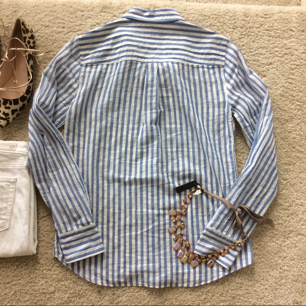 J. Crew Blue and White Striped Button Down Shirt - Picture 5 of 5